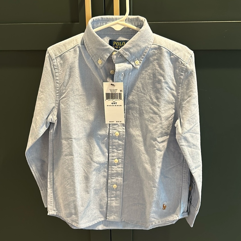 BOYS 4T Ralph Lauren Polo Boy's Oxford Button down NWT